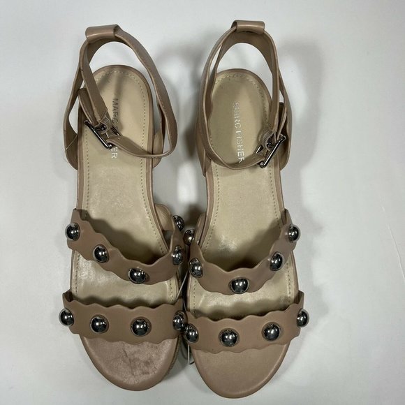 Marc Fisher Studded Multi-Strap Cork Espadrille Wedge Platform Sandals Nude 11 - Picture 6 of 11